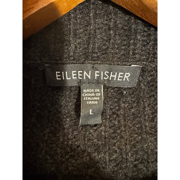 Eileen Fisher Yak Wool Blend Gray & Black Turtleneck Pullover Sweater Large - Picture 5 of 7
